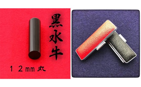 黒水牛12mm（5書体）牛革ケース（黒） 民芸品 工芸品  こいんたい