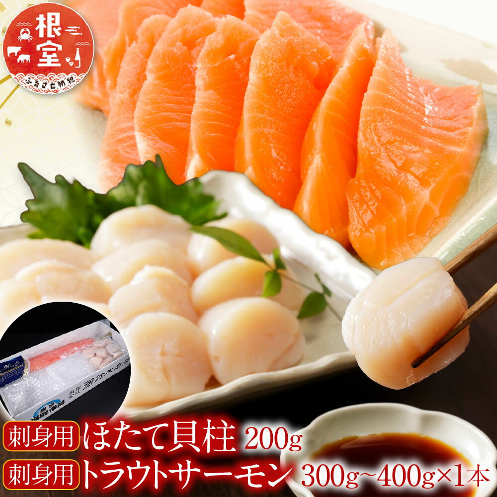 【ふるさと納税】 刺身用ほたて貝柱 200g ・刺身用トラウトサーモン ( 背 ) 300 ~ 400g × 1 本 ホタテ 帆立 帆立貝柱 ほたて ホタテ貝柱 貝柱 鮭 さけ サケ しゃけ シャケ 魚 さかな サカナ グルメ 海鮮 北海道 根室市 A-11206