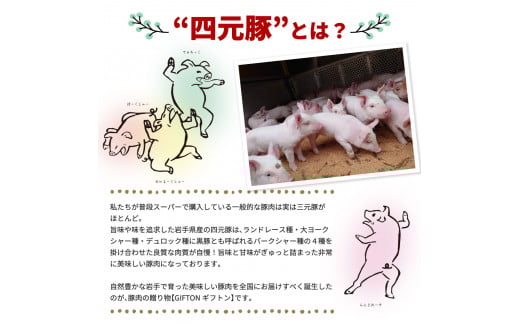 【定期便6ヶ月】四元豚 グルメセットA 3種 750g 【1229】