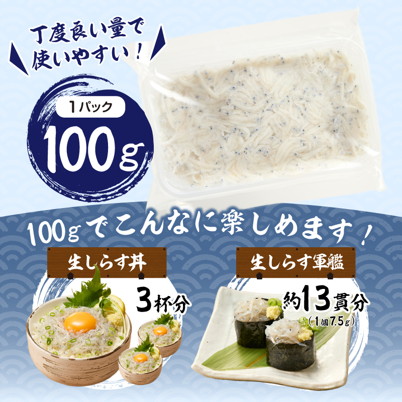 a10-1266　静岡県産お刺身用生しらす：100g×6パック　合計600g