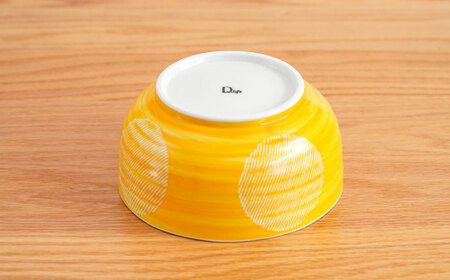 【波佐見焼】丸紋十草　麺どんぶり 黄【団陶器】[PB143]