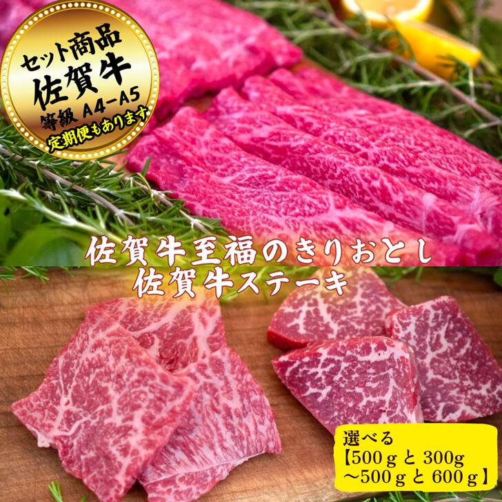 【ふるさと納税】佐賀牛至福のきりおとしとステーキの佐賀牛贅沢セット！ 選べる内容量！【定期便も選択可能】：B200-048