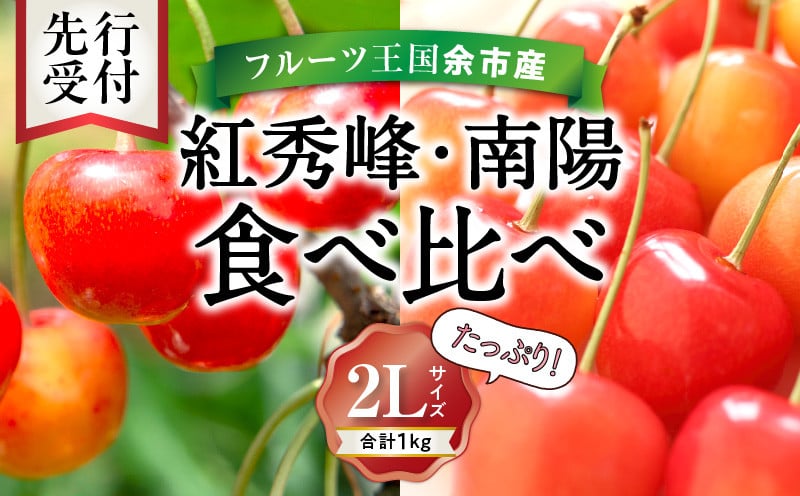 
            2025年発送【先行予約】令和7年産 紅秀峰南陽食べ比べ【2Lサイズ】各500g【ニトリ観光果樹園】余市 北海道 フルーツ王国 さくらんぼ サクランボ 桜桃 紅秀峰 南陽 食べ比べ 余市産さくらんぼ 人気さくらんぼ ニトリ
          