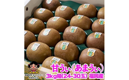 
福岡限定!ブランドキウイ「甘うぃ(あまうぃ)」約3kg箱(24-30玉)(吉富町)【1232062】
