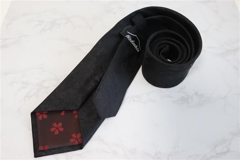 【Hadashin】フォーマルネクタイ ブラック＆シルバー 2本セット ペイズリー