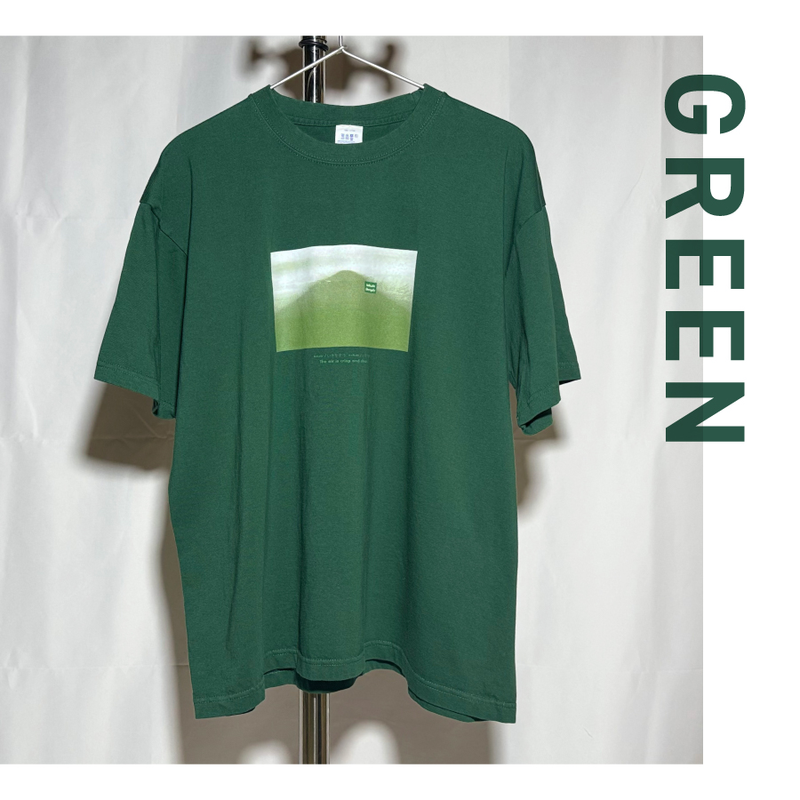 Tシャツ 半袖 GREEN Mサイズ 綿100％ 「 OvO Deep Tee 」 ユニセックス カジュアル ファッション 緑 グリーン 富士山