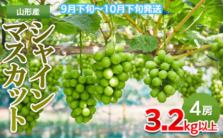 山形市産 シャインマスカット秀3.2kg以上(4房)【前半】  FZ21-207