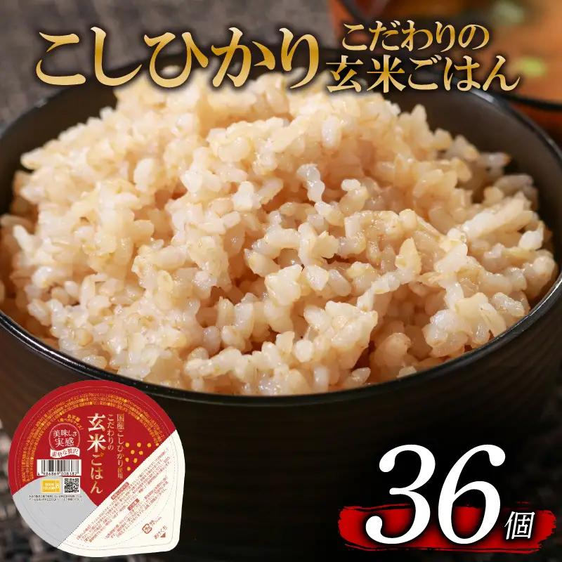 【パックご飯】 玄米 国産こしひかり 無添加一分づき 120g 計36個 パックご飯