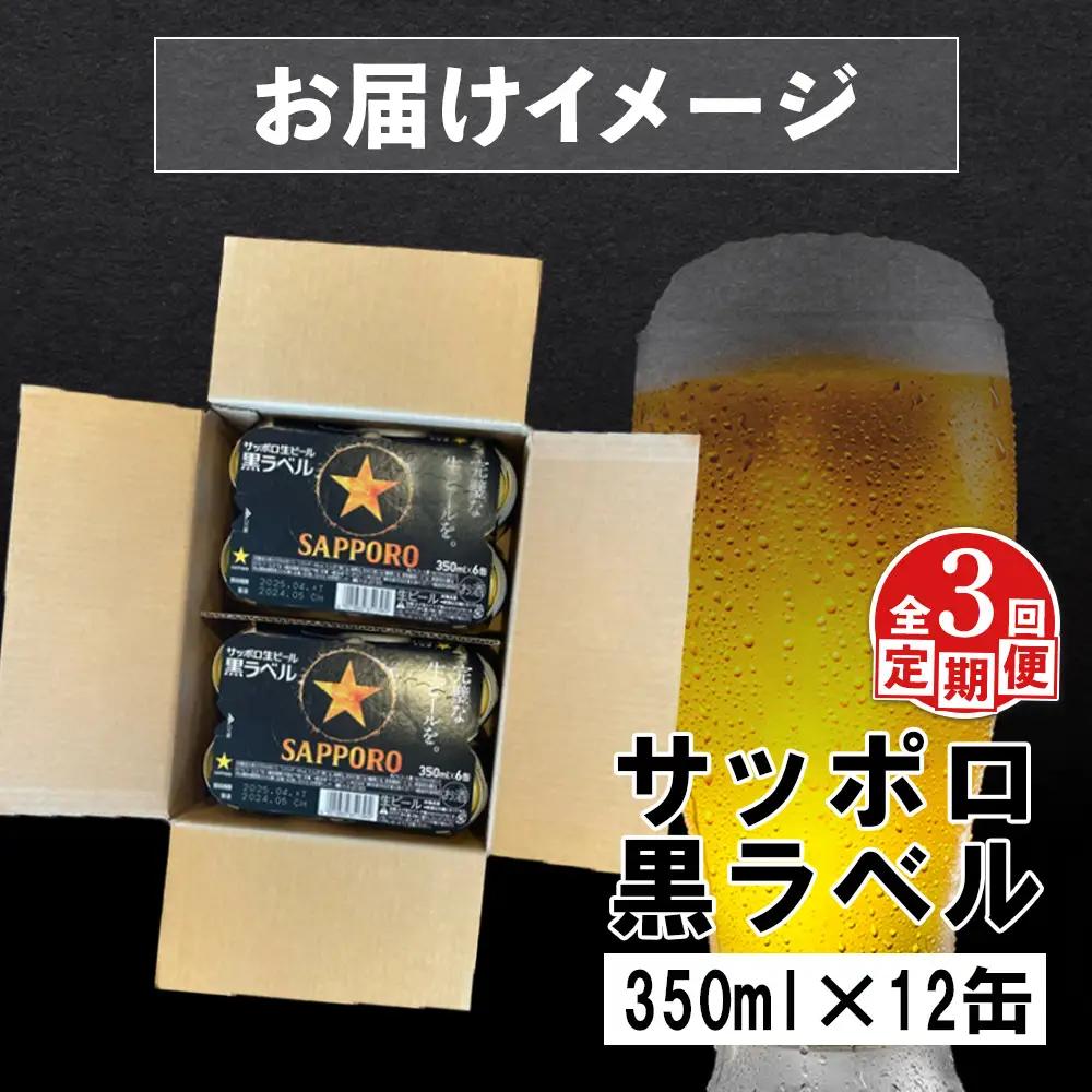 【定期便：全3回】サッポロ黒ラベル 350ml×12缶【88002502】