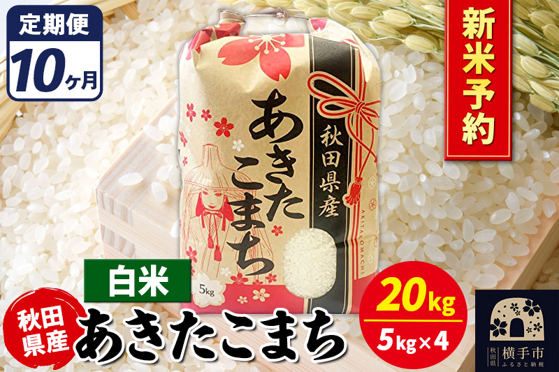 《令和7年産 新米受付》《定期便10ヶ月》あきたこまち 20kg【白米】秋田県産 こまちライン
