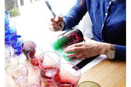 切子体験チケット ２枚（透明グラス付き）