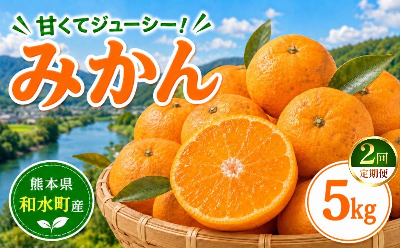 
                  【定期便2回】 熊本県 和水町産 大小混合 みかん 5kg | 熊本県 熊本 くまもと 和水町 なごみまち なごみ みかん ミカン 蜜柑 柑橘 柑橘類 温州 果物 大小混合
                