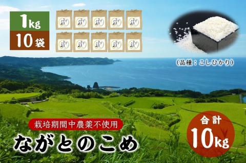 (12022)ながとのこめ こしひかり 白米 1kg×10袋 合計10kg コシヒカリ 小分け 精米 長門市 令和5年度産