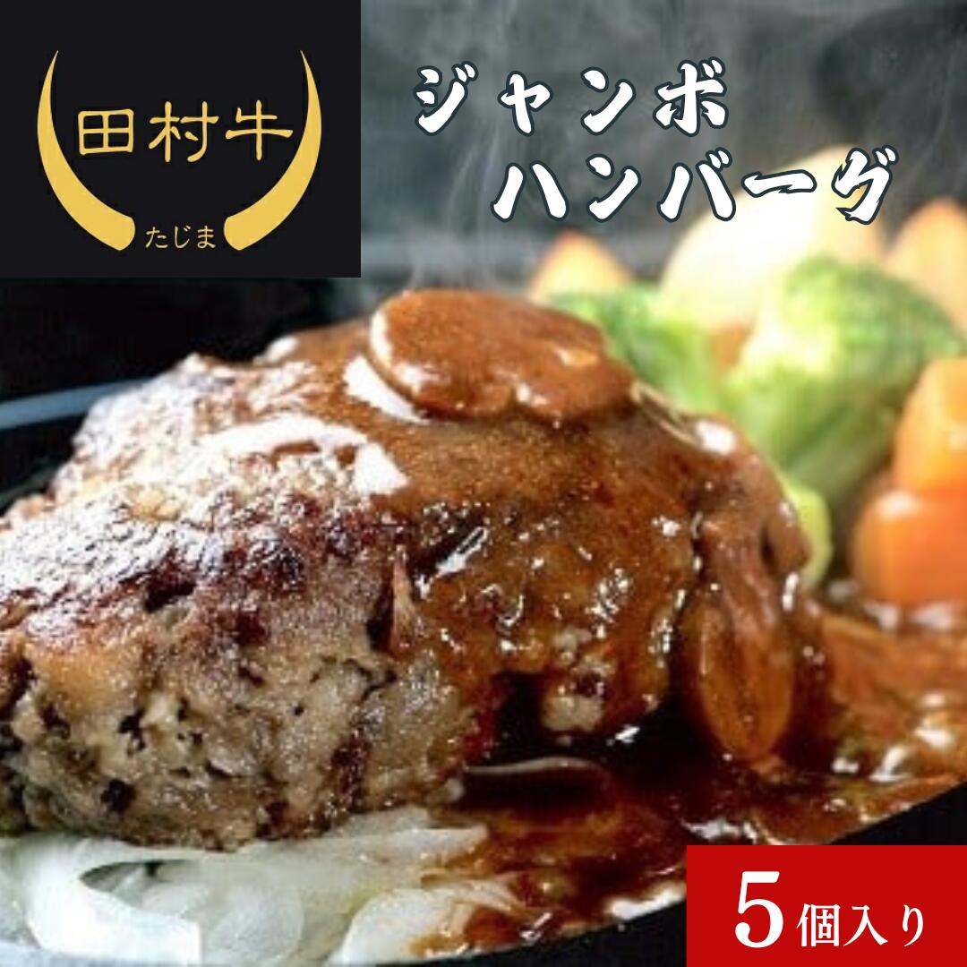 【ふるさと納税】たむら ジャンボハンバーグ 5個入り｜鳥取 岩美 牛肉 田村牛 黒毛和牛 肉 お肉 手づくり 手作り 手ごね ハンバーグ 惣菜 肉のたむら 冷凍 送料無料【12003】
