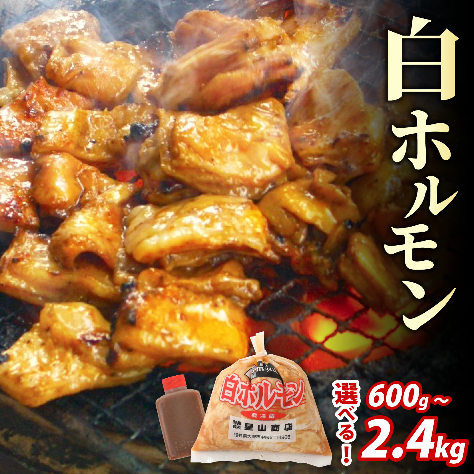 【ふるさと納税】【年内配送】【12月25日までの入金確認分は年内お届け】【全国ホルモン大会初代優勝】 星山ホルモン 白 ホルモン 600g / 1.2kg / 2.4kg （たれ付）【行列のできるお店】[A-066001] |焼き肉 牛肉 豚肉 優勝 日本一 老舗 自家製 鉄板