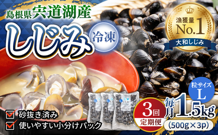 【全3回定期便】食べる分だけさっと使える！宍道湖産 冷凍大和しじみ (L)500g×3袋 島根県松江市/平野缶詰有限会社[ALBZ039]