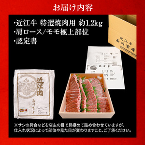 近江牛 特選 焼肉 約1.2kg A5 雌牛 西川畜産 牛肉 黒毛和牛 焼き肉 焼肉用 バーベキュー 肉 お肉 牛 和牛 サーロインステーキ