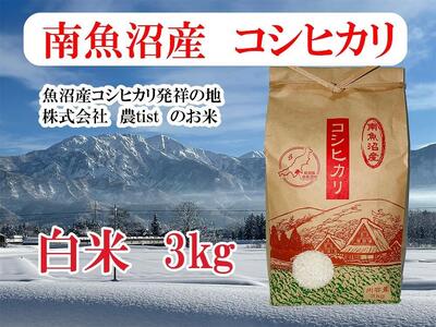 9月発送【南魚沼産】コシヒカリ 白米3kg　米 9月発送