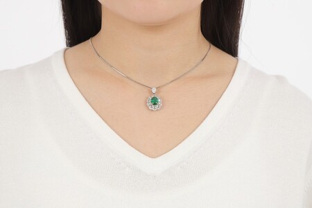 【ふるなび限定】【一点もの】エメラルド（1.98ct）ダイヤモンドホワイトゴールドペンダント　R116　K06139-H　FN-Limited-SP