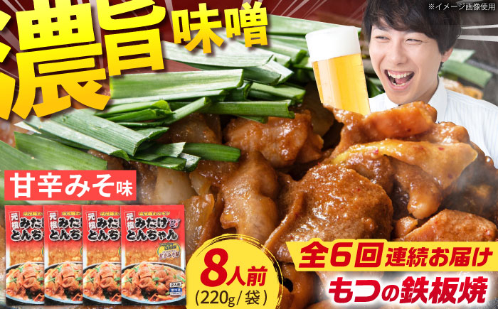 
            【6回定期便】岐阜県産豚もつの鉄板焼き「元祖みたけとんちゃん」甘辛みそ味（8人前） / モツ もつ 白もつ ホルモン / 御嵩町 / 藤よし [AVAA022]
          