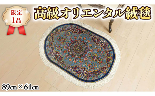 
【限定1品】 ペルシャ絨毯 シルク100％ 手織り ラグマット カーペット／ 高級 玄関マットサイズ 89×61cm 高品質 じゅうたん ラグ （FS-2114) メダリオン 青 エントランスマット 寝室 書斎 和室 床暖房 ホットカーペット対応 じゅうたん ラグ 高密度 逸品 美しい マット カーペット 芸術 エレガント インテリア モダン 上質
