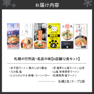 札幌の行列店・名店の味２【６店舗12食セット】ラーメン 北海道
