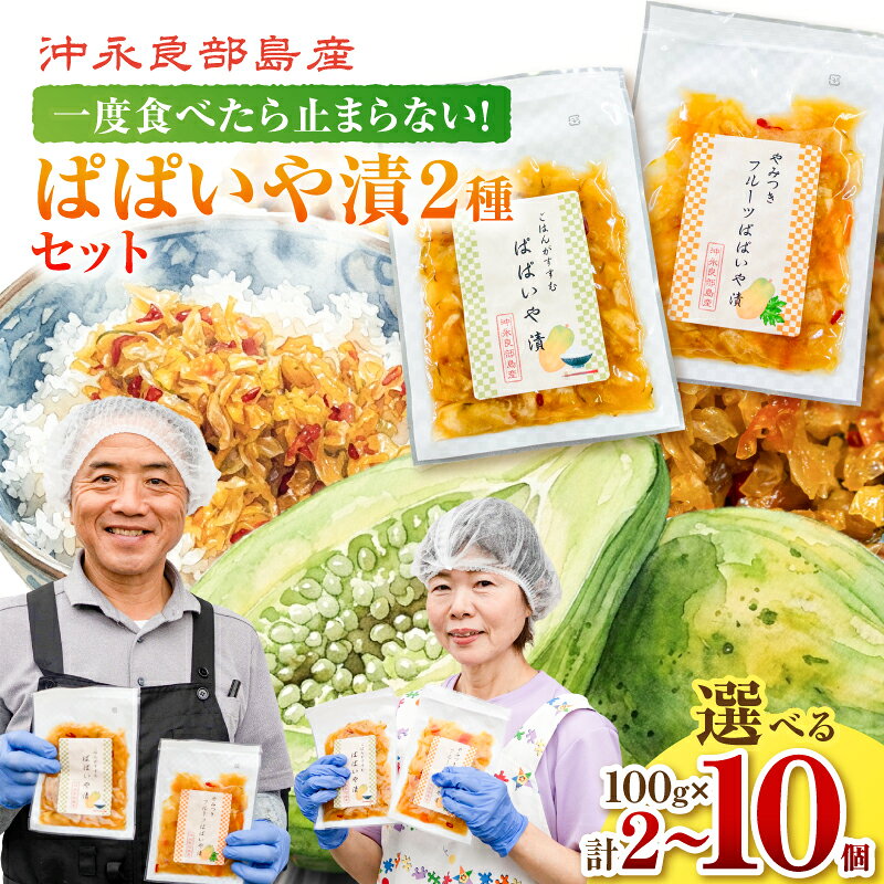 【ふるさと納税】＜選べる容量＞ 一度食べたら止まらない！ 沖永良部島産のぱぱいや漬 2種 セット 2個 ～ 10個 漬物 パパイヤ漬 青パパイヤ フルーツパパイヤ 醤油漬け 沖永良部産 おつまみ えらぶ島サンサンファーム 鹿児島 和泊町 おすすめ ランキング プレゼント ギフト