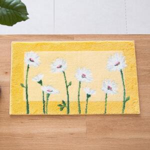 玄関マット イノセントデイジー 45x75cm イエロー 室内 洗える 日本製 ウィルトン織り すべり止め
