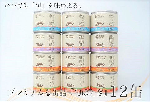 缶詰工場直送　伝統のさば缶「旬ほとぎ」4種類の味わい12缶( 保存食 非常食 防災 備蓄 長期保存 )【B2-192】