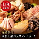 【ふるさと納税】宮崎県産肉加工品バラエティセットA（合計1.19kg 9種類）チキン ポーク チキンハム フランク ウインナー 炭火焼き ロースハム ベーコン スライス 肉 豚肉 肉加工品 鶏肉 贈答 贈り物 ギフト プレゼント お歳暮 お中元 グルメ 宮崎県 宮崎市 送料無料