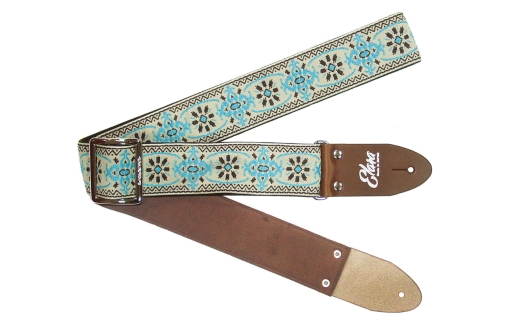 【ギターストラップ】 Elara Straps Mellow Chandelier Brown/TQ 郡上市 レザー 真鍮バックル ウルトラスエード プロ仕様 エレキ アコギ ベース Ksound 小林楽器店