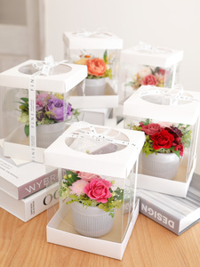 【母の日用】プリザーブドフラワー プリフラギフトボックスM（ピンク）