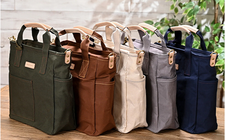 ボックス型2WAYトート　グレー　【12203-0388-4】