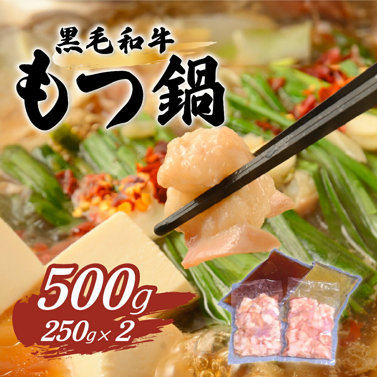 【ふるさと納税】66-7黒毛和牛もつ鍋セット500g