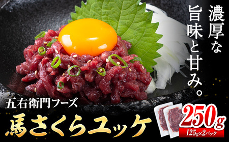 馬肉 馬さくらユッケ 125g × 2パック 250g 五右衛門フーズ 《60日以内に出荷予定(土日祝除く)》 熊本県 球磨郡 山江村 馬肉 肉 国産 馬 さくら ユッケ 小分け 送料無料