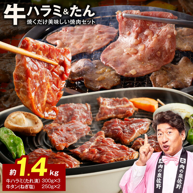 【ふるさと納税】【発送月が選べる】 焼肉セット 総量 1.4kg 大人気 ファミリー向け 薄切り スライス ねぎ塩 牛タン やわらか ジューシー 牛ハラミ肉 たれ漬 焼肉 BBQ 肉 牛肉 冷凍 焼くだけ 簡単 食品 お取り寄せ 年内発送 大阪府 泉佐野市 送料無料 肉の泉佐野