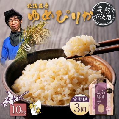 ふるさと納税 羽幌町 【2026年産新米】定期便3回　北海道ゆめぴりか玄米10kg(無化学肥料・農薬不使用)【25205】