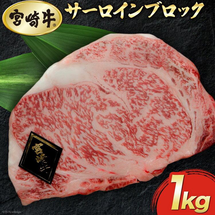 【ふるさと納税】【宮崎牛】 サーロイン ブロック 1kg [マルミヤストア 宮崎県 美郷町 31ag0059] 肉 牛 牛肉 焼肉 ステーキ 黒毛 和牛 国産 A4 A5