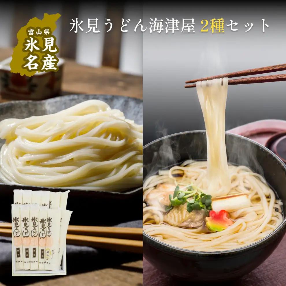 【氷見うどん】海津屋 食べ比べ2種セット（細麺・餅めん）| 手延べ 乾麺 うどん 細麺
