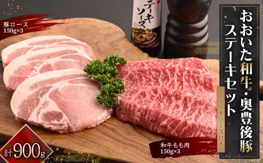 おおいた和牛ステーキ&奥豊後豚ステーキセット【合計900g】ステーキソース付き G9