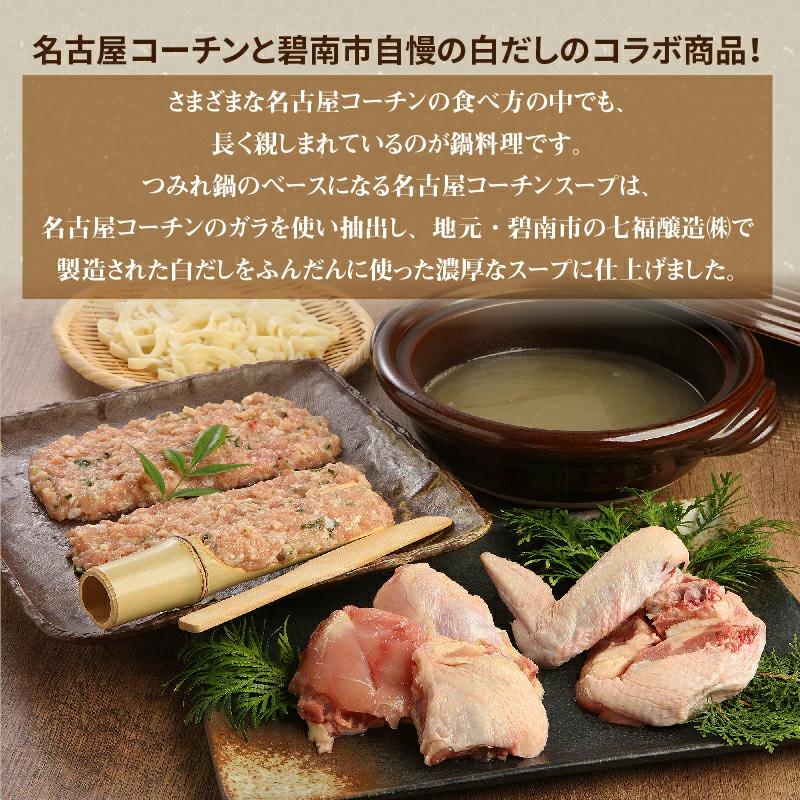 【12月21日受付分まで年内発送】元祖白だし濃厚スープ　名古屋コーチンつみれ鍋セット（3～4人前）きしめん付き　H001-071