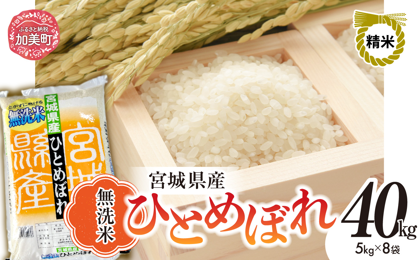 無洗米 40kg ( 5kg ×8袋) ひとめぼれ 令和7年産 宮城県産 ｜ 菅原精米工業 宮城県 加美町 sw-hb40-mu-r7