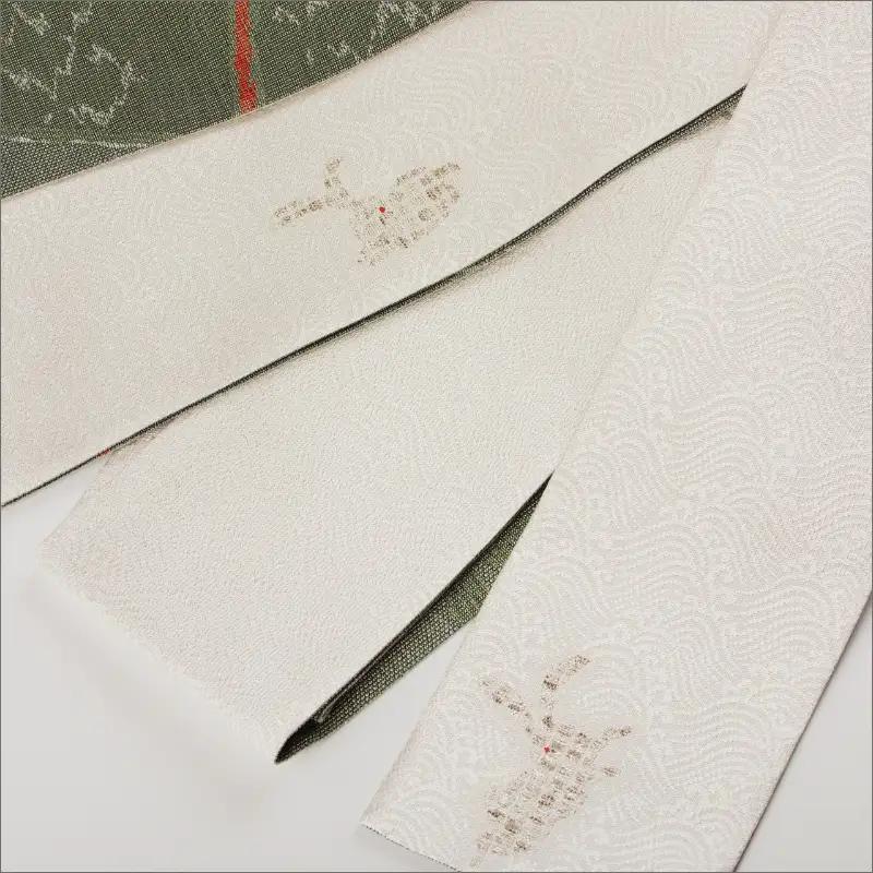 丹後帯　半幅帯「波にうさぎ（１匹入）」