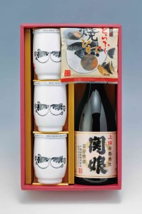 ～下関酒造～下関味わいギフト 関娘 復刻版 ＋ 焼きひれ ＋ とらふくのひれ酒 3本セット 日本酒 ふぐ酒 BF102-NT