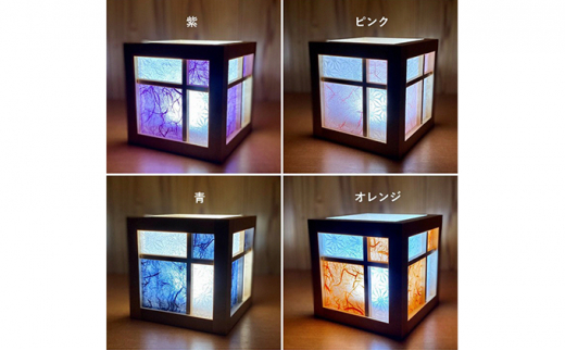 キューブ型あんどん「和あそ美cube」紫 [№5694-7231]0511