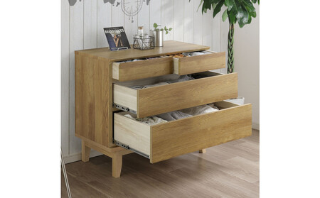 【ウォールナット】大川家具 幅90cm 3段 チェスト  -ramsey-ラムジー