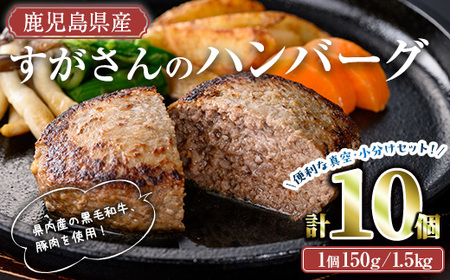すがさんのハンバーグセット(計10個・1個150g) 冷凍 黒毛和牛 ハンバーグ【TRINITY】A784