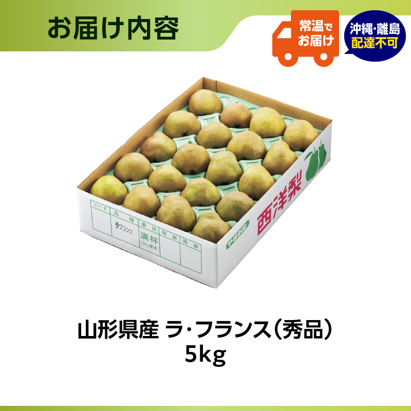 山形県産洋梨 ラ・フランス 秀品 約5kg【2026年11月上旬頃～発送予定】