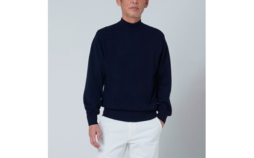 日本製 カシミヤ100% ハイネック ネイビー 2Lサイズ [2600]
