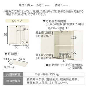 【完成品でお届け】収納ボックス〔Cタイプ〕（ピンク×ホワイト）収納棚 扉付き キャビネット ラック 棚 カラーボックス スリム 2段 可動棚 本棚 収納家具 リビング LKANET300248-C-P